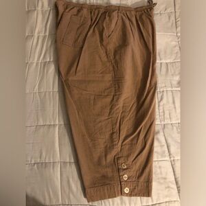 Womens Capri Pants Casual, Elastic Waist, 3/4 Length Pants with Pockets 1X